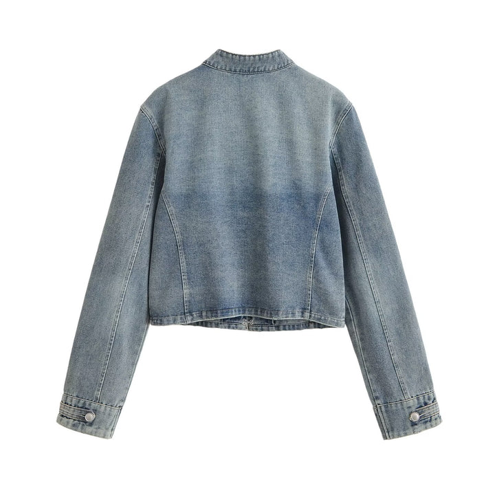 Damen Jeansjacke im Military-Stil mit Stehkragen und dekorativen Zierknopfleisten Echo Archiv