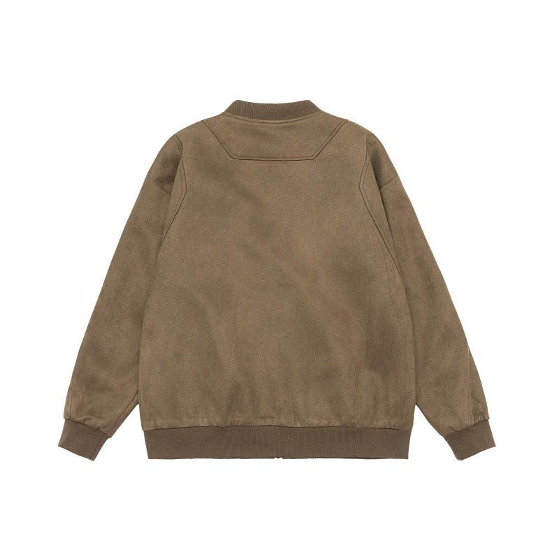 Unisex Kurzblouson im Vintage‑Suede‑Look mit Brustklappen, Reißverschlusstaschen und Rippbündchen Echoarchiv