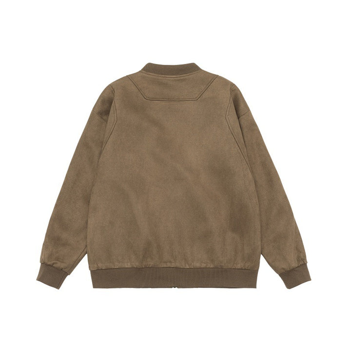 Unisex Kurzblouson im Vintage‑Suede‑Look mit Brustklappen, Reißverschlusstaschen und Rippbündchen Echoarchiv