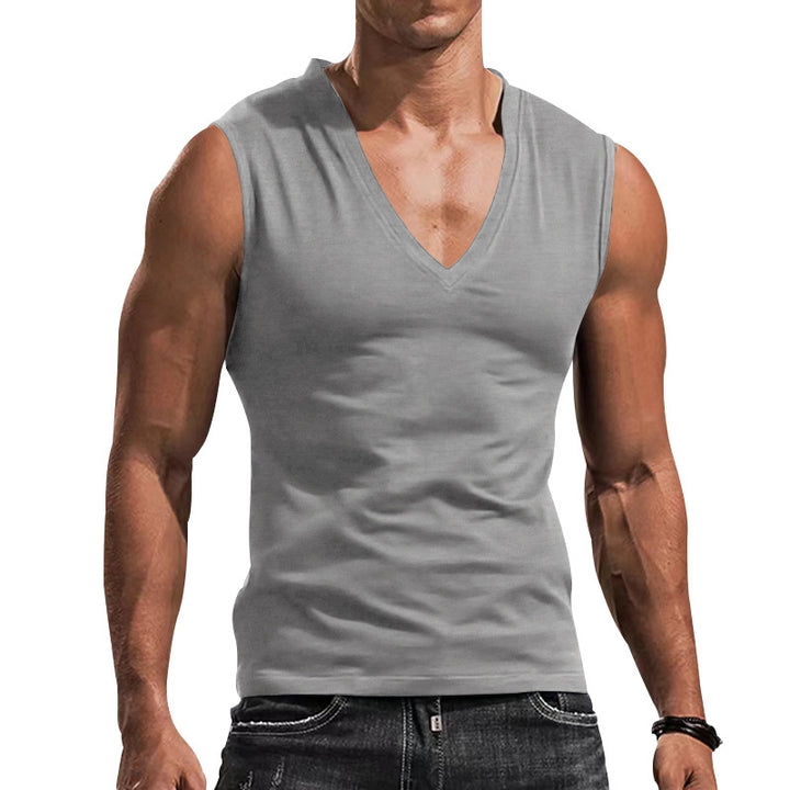 Herren nan tailliertes Tanktop mit tiefem V-Ausschnitt und Stretch-Baumwollmix Echo Archiv