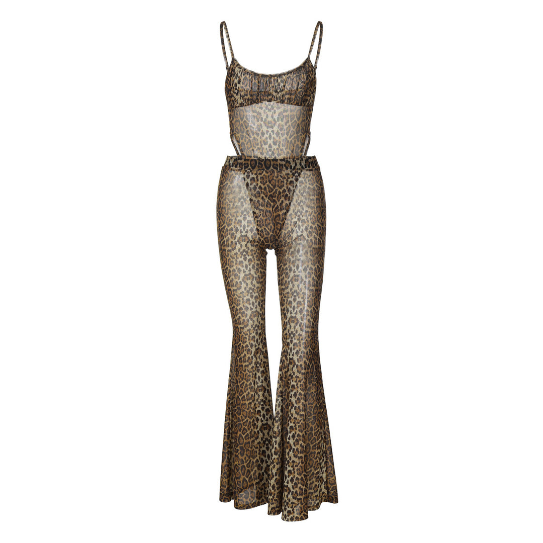 Damen Transparente Leopardenmuster Jumpsuit Echo Archiv