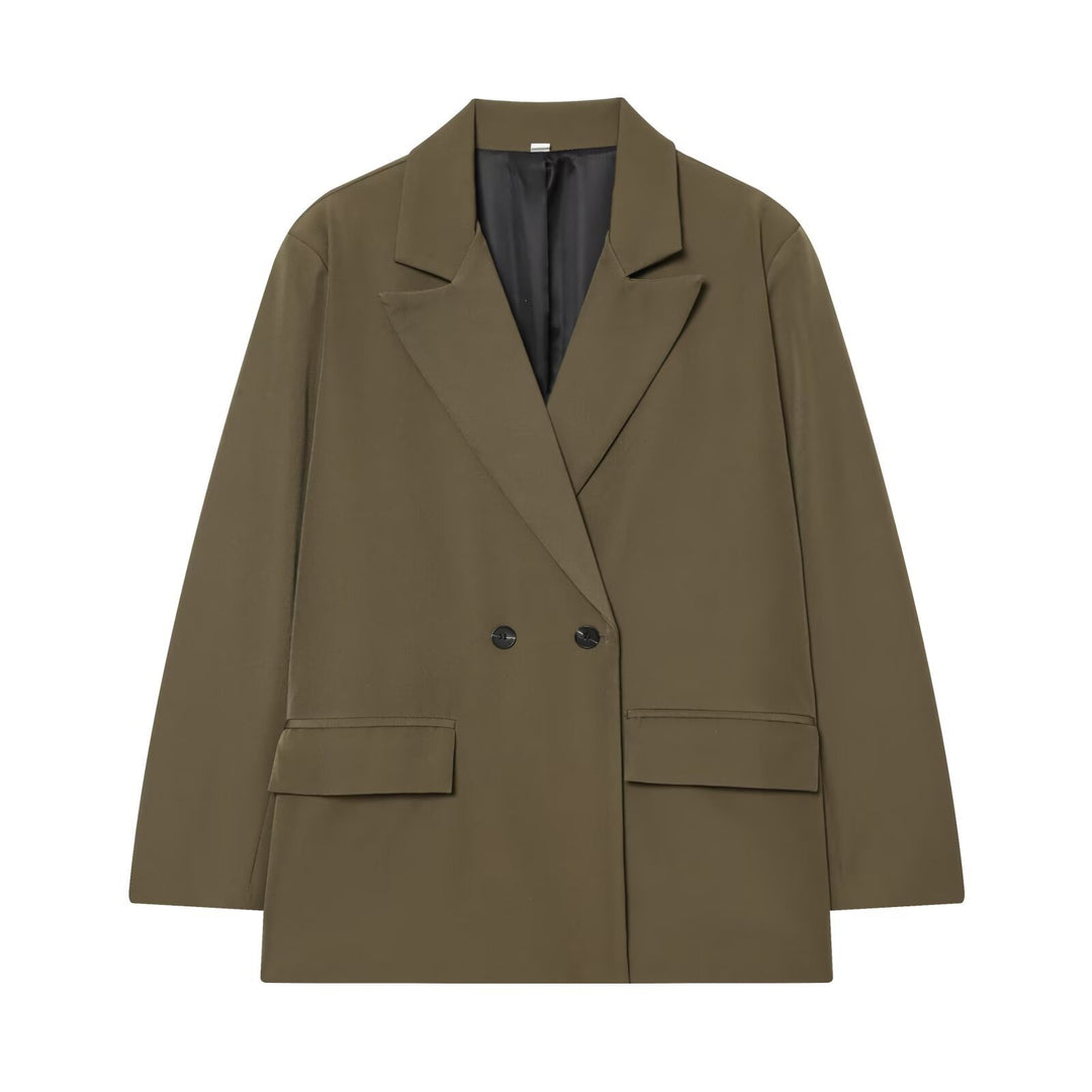 Damen Oversize Doppelreihiger Sakko-Blazer mit Pattentaschen Echo Archiv