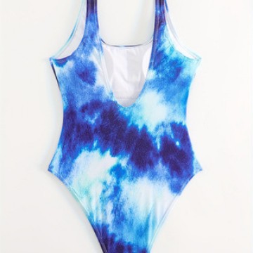 Damen Einteiliger sportlicher Badeanzug mit modischem Tie-Dye-Design Echo Archiv
