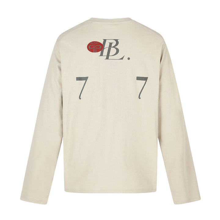 Unisex Rundhals-Sweatshirt mit großflächigem Typo-Print und gesticktem Emblem Echoarchiv