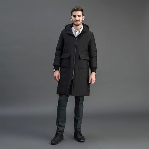 Herren Gefütterter Funktions-Parka mit Kapuze und knieumspielender Steppfüllung Echoarchiv