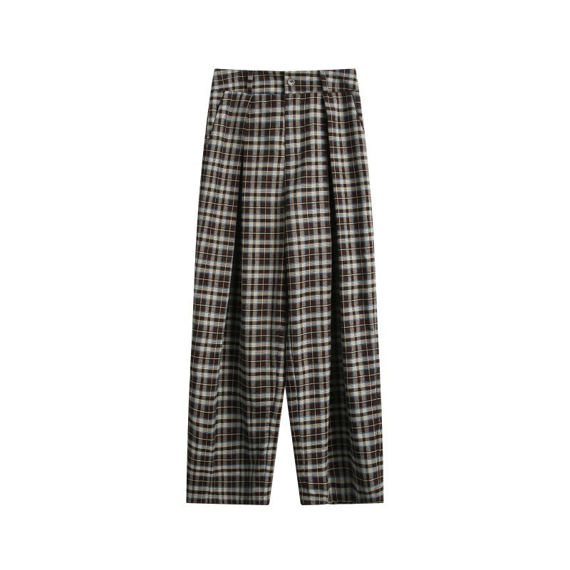 Damen Hochtaillierte Karierte Bundfalten‑Hose im weiten Culotte‑Schnitt Echoarchiv