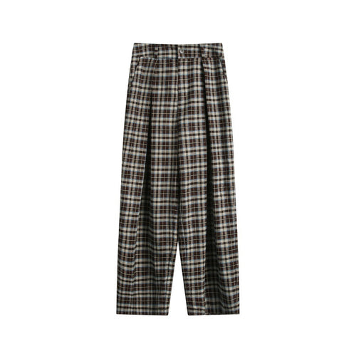 Damen Hochtaillierte Karierte Bundfalten‑Hose im weiten Culotte‑Schnitt Echoarchiv