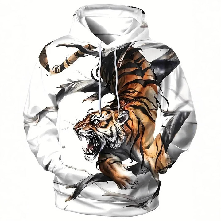 Damen Kapuzenpullover mit Wolf- und Schmetterlingsmotiv Echoarchiv