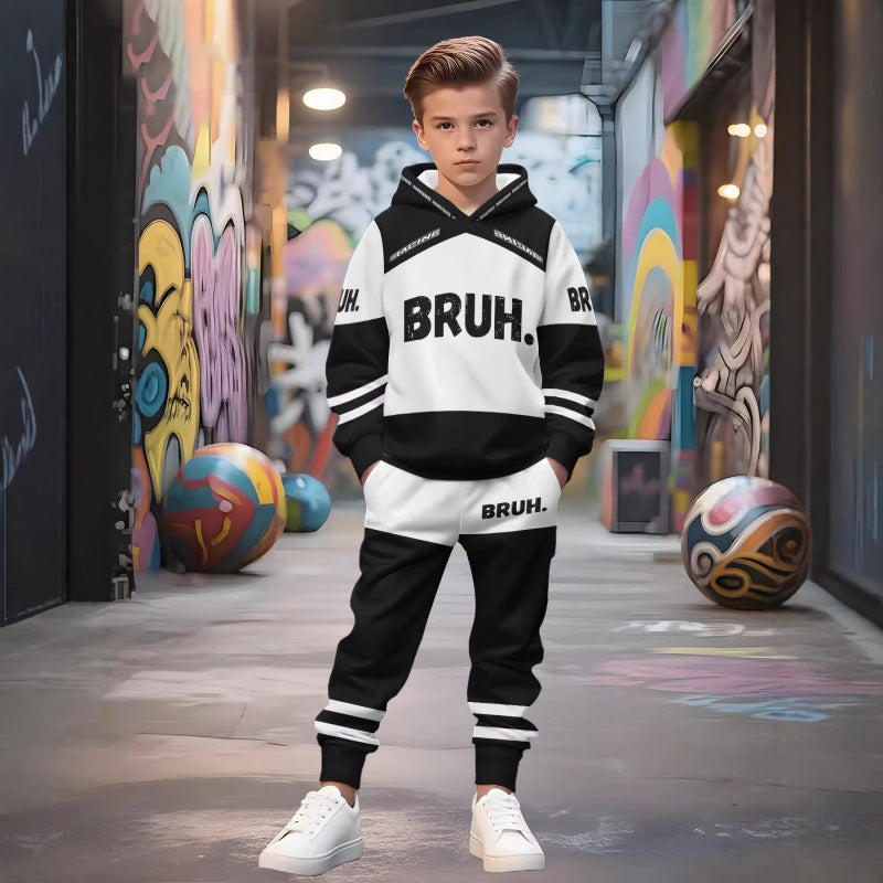 Unisex nan Kinder Jogginganzug mit Kapuzenpullover und detailreichem Auto-Print Echo Archiv