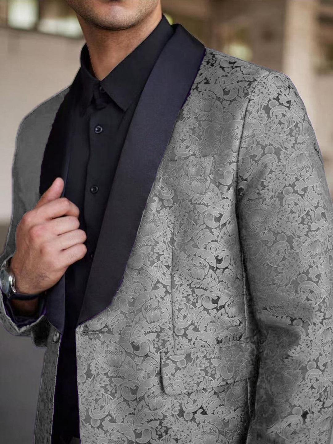 Herren Extravaganter Smoking-Blazer mit filigranem Muster Echoarchiv