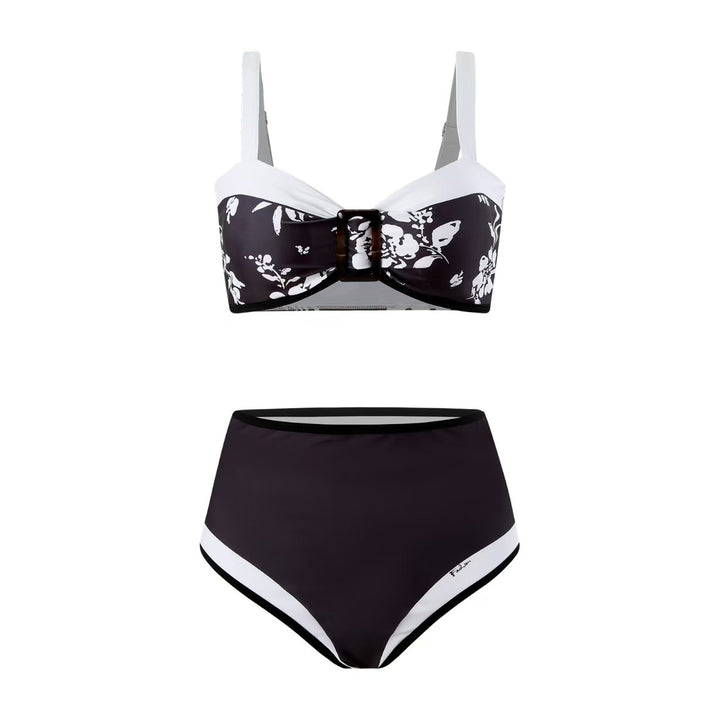 Damen Hochtailliertes Bikini-Set mit floralem Muster und verstellbaren Trägern Echo Archiv