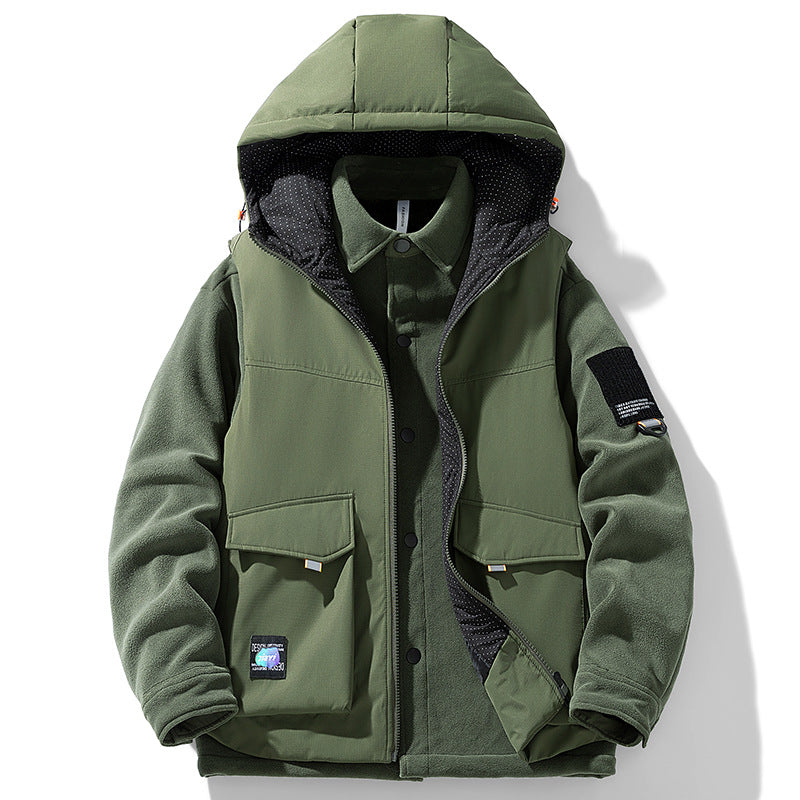 Herren Wärmende Outdoor-Kapuzenjacke mit Fleece-Innenlayer und Multifunktionstaschen – Taviero