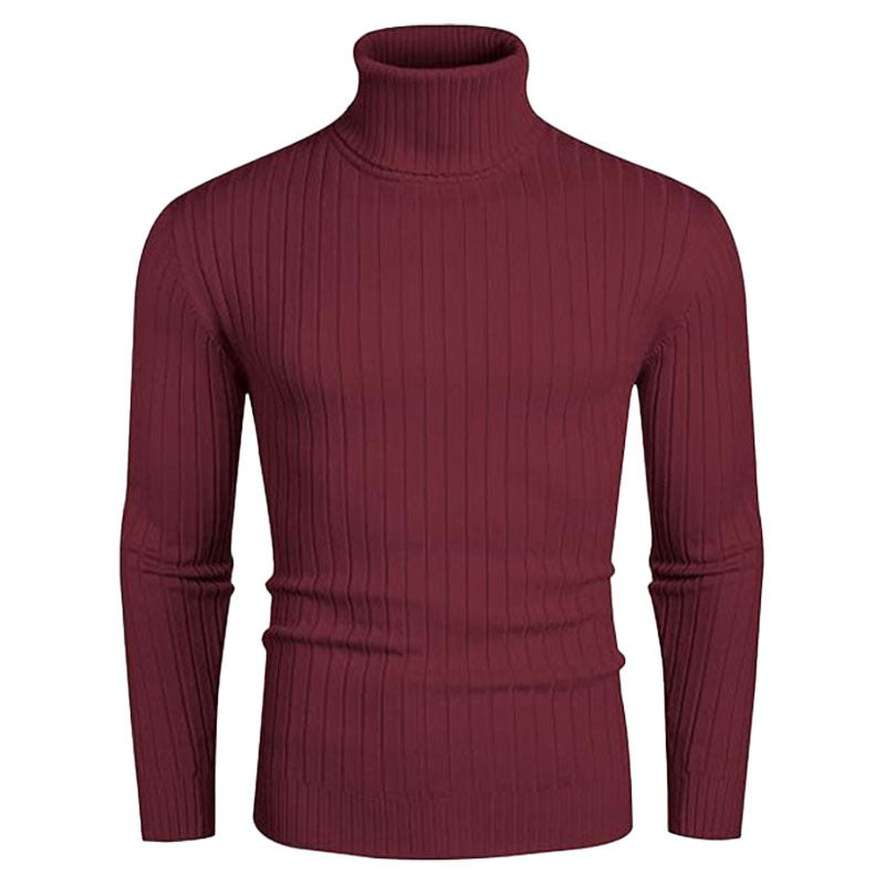 Herren Rollkragenpullover aus elastischem Strickmaterial mit feinem Rippendesign Echoarchiv