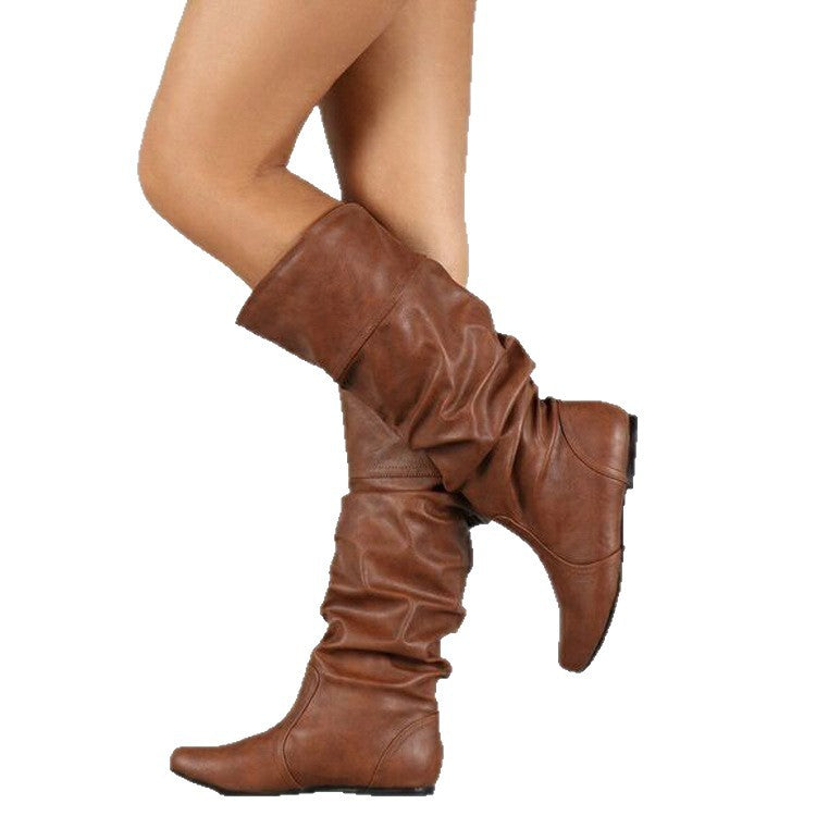 Damen nan lässige Slouch-Stiefel mit weichem Schaft, gerafftem Design und flacher Komfortsohle Echo Archiv