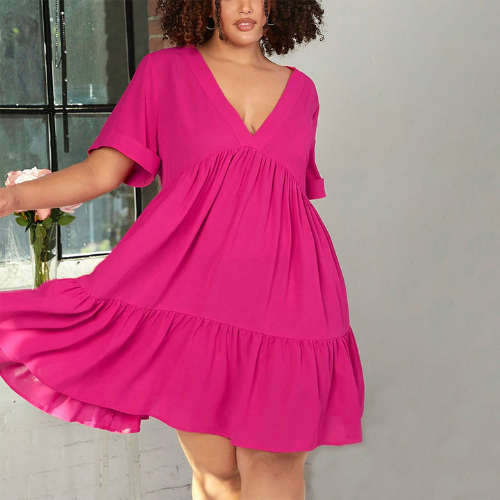 Damen lässiges Sommerkleid mit V-Ausschnitt und schwingendem Saum Echo Archiv