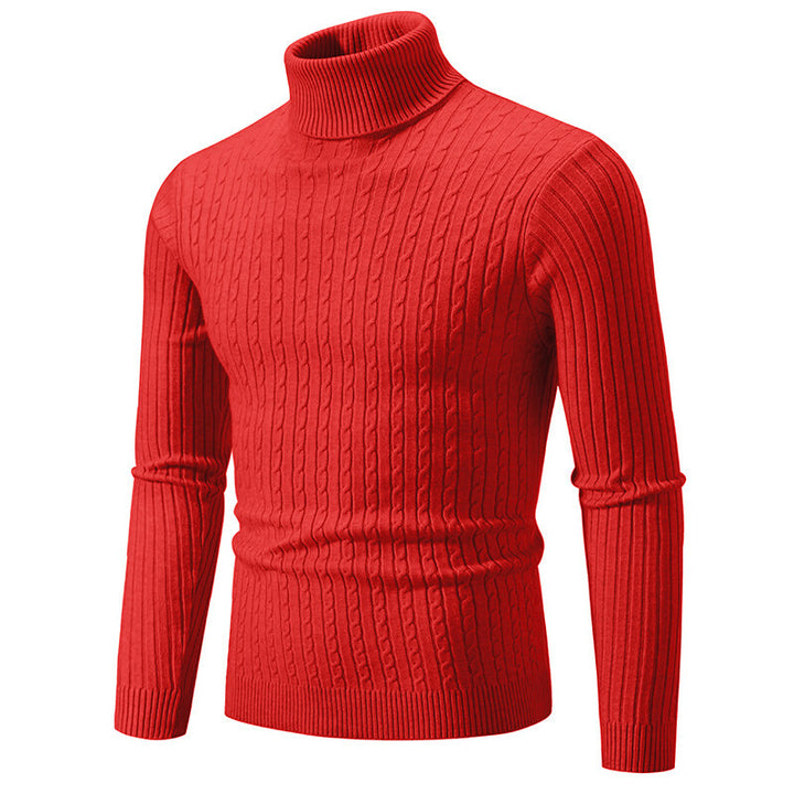 Herren nan Rollkragenpullover mit Zopfstrick und schlanker Passform Echo Archiv