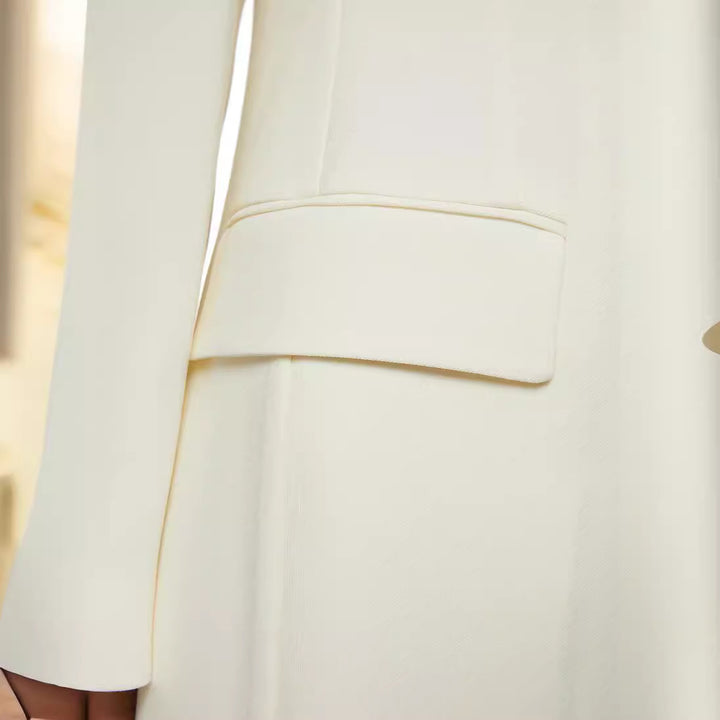 Damen Bodenlanger Schnittblazer-Mantel mit strukturierter Tailoring‑Silhouette Echoarchiv