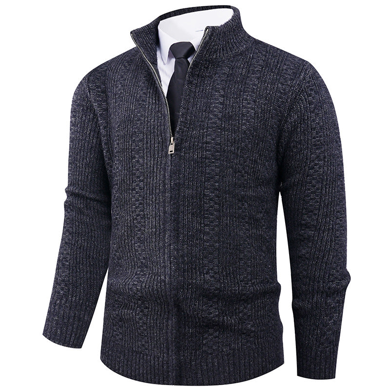 Herren Strickpullover mit Stehkragen und durchgehendem Reißverschluss Echoarchiv
