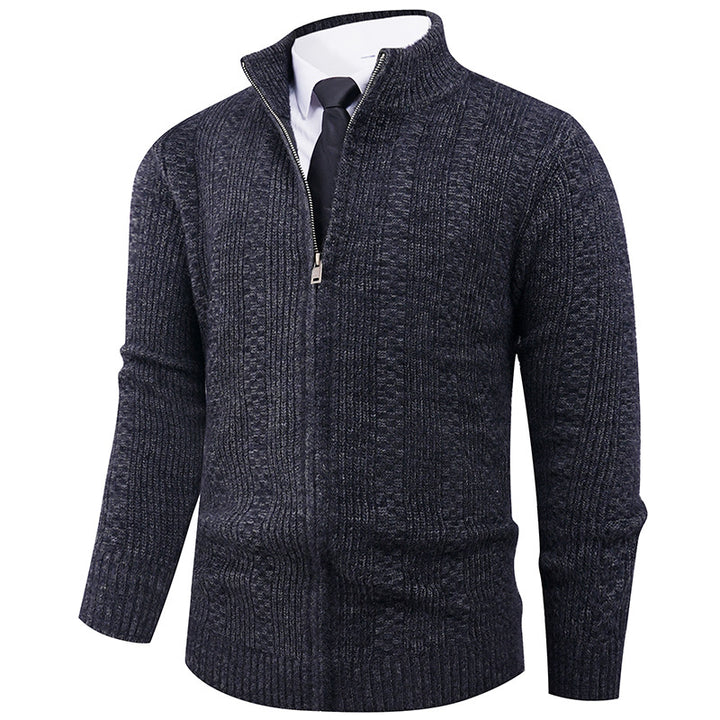 Herren Strickpullover mit Stehkragen und durchgehendem Reißverschluss Echoarchiv