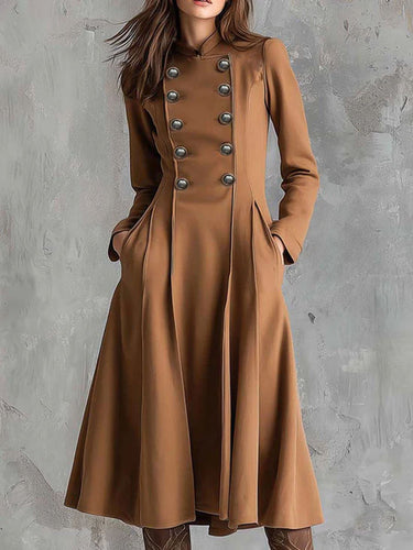 Damen tailliertes Mantelkleid mit doppelreihiger Knopfleiste und ausgestelltem Rock Echoarchiv
