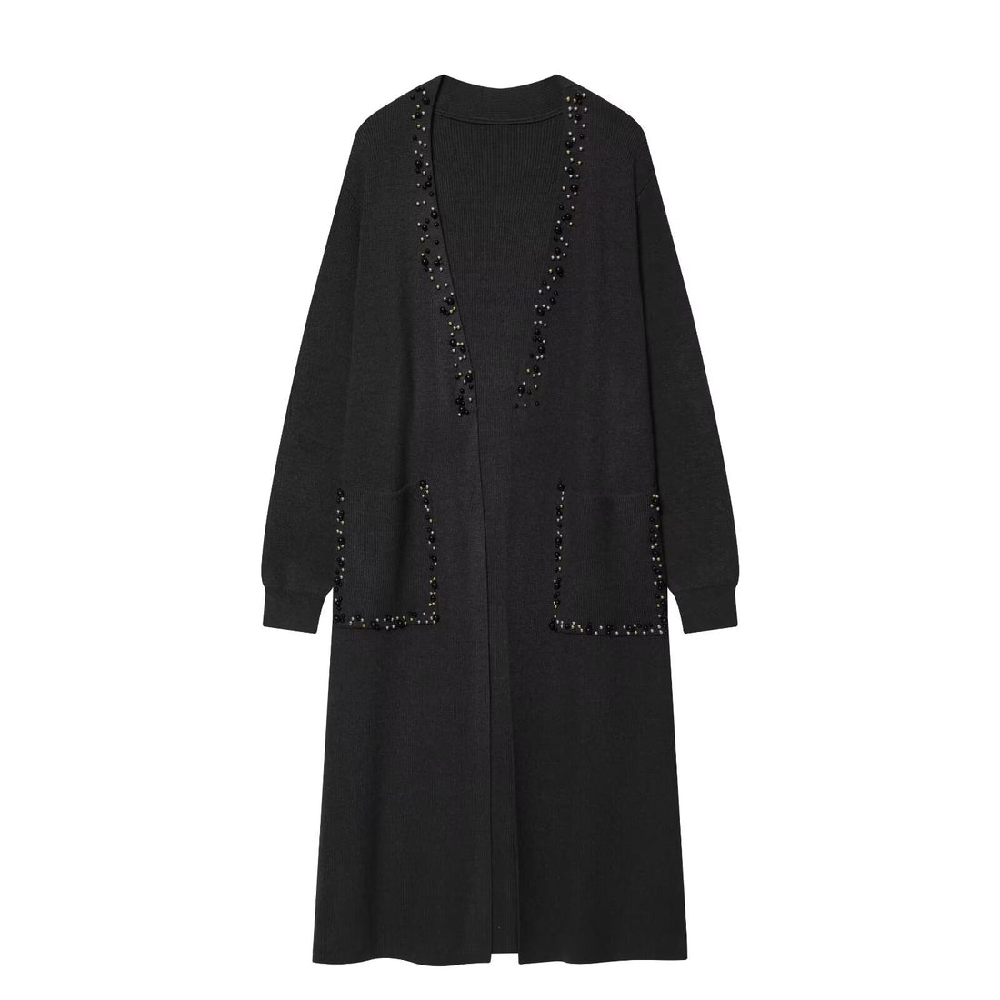 Damen langer Strickcardigan mit Perlenverzierung Echoarchiv