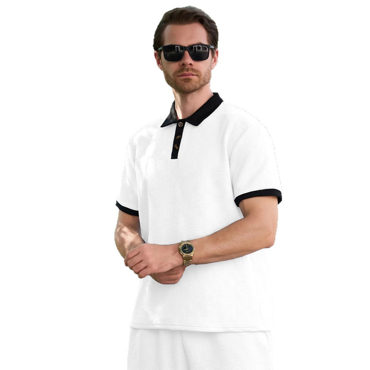 Herren Poloshirt mit modernem Strukturmuster und Knopfdetails Echoarchiv