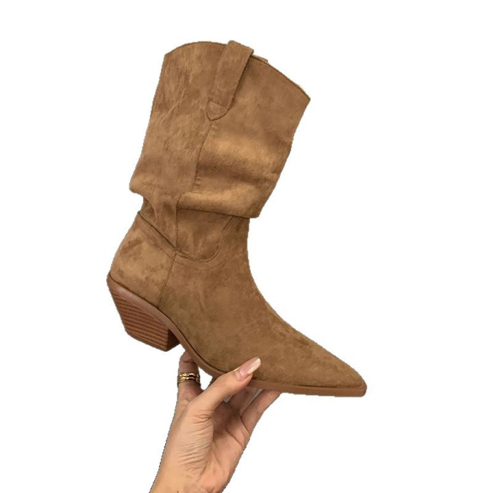 Damen Slouchy Western‑Stiefeletten mit spitzer Zehenform und sculpted Blockabsatz Echo Archiv