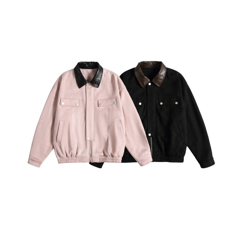 Damen Kurz geschnittene Boxy-Blousonjacke mit kontrastierendem Kunstlederkragen Echoarchiv