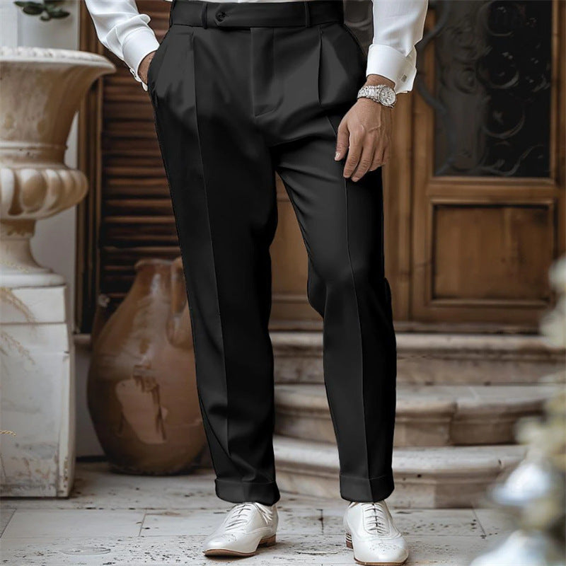 Herren elegante Anzughose mit Falten und schmalem Schnitt Echoarchiv