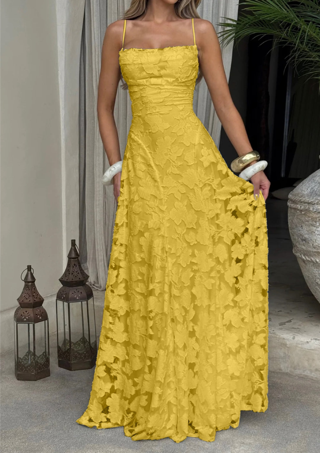 Damen Maxikleid mit floralen Spitzenapplikationen Echo Archiv