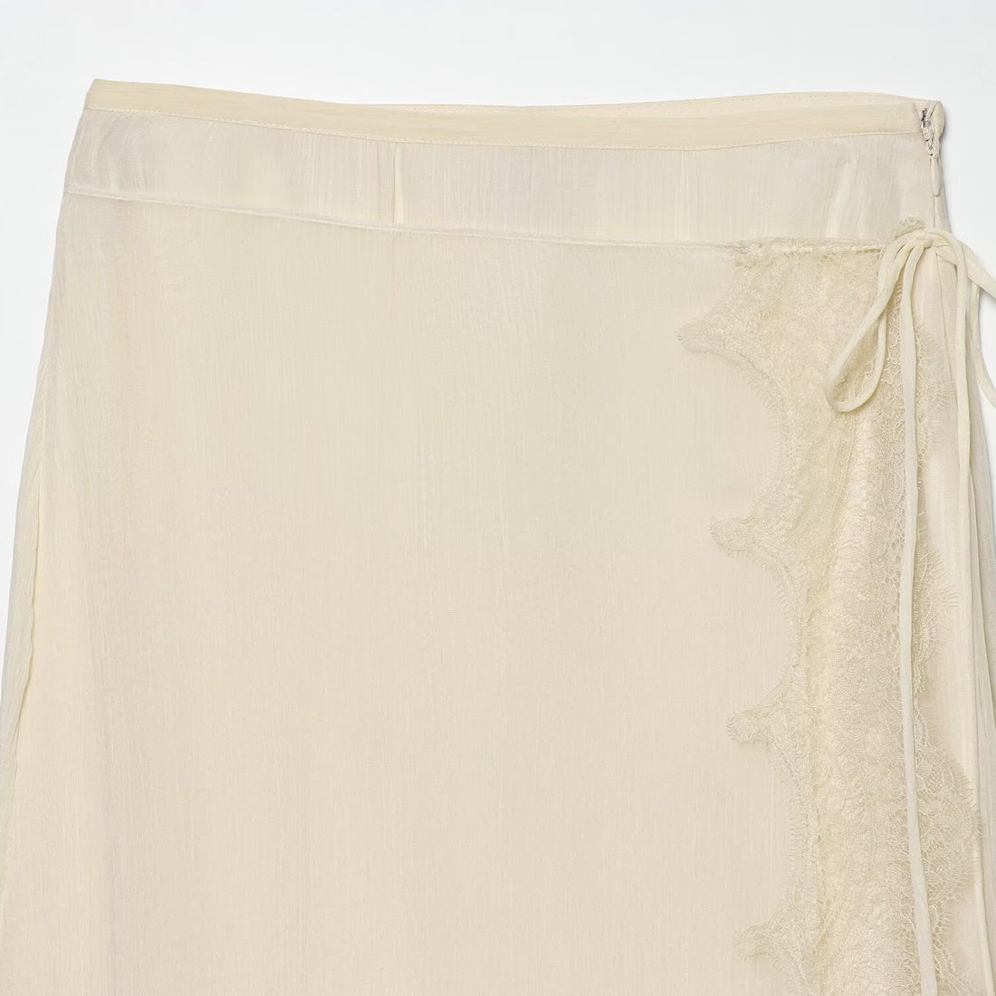 Damen Midi-Rock mit zarter Spitze und asymmetrischem Saum – Rosévia