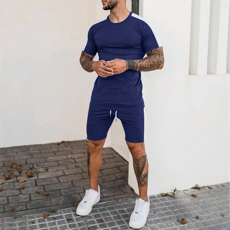 Herren Sportliches Kurzarm-Set mit seitlichem Kontraststreifen Echoarchiv