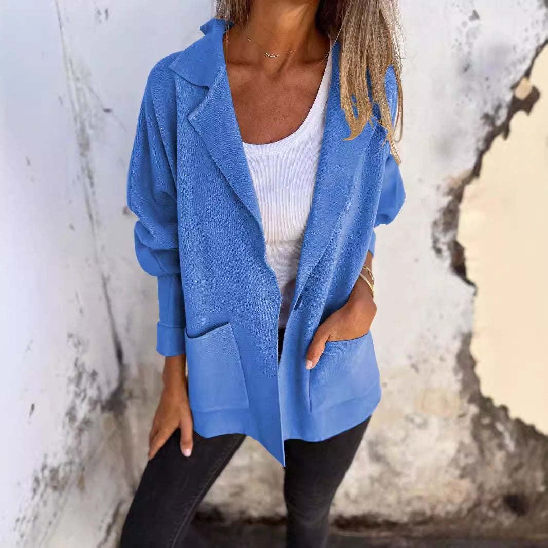 Damen Lässiger Oversize-Blazer mit praktischen Taschen und Knopfverschluss Echoarchiv