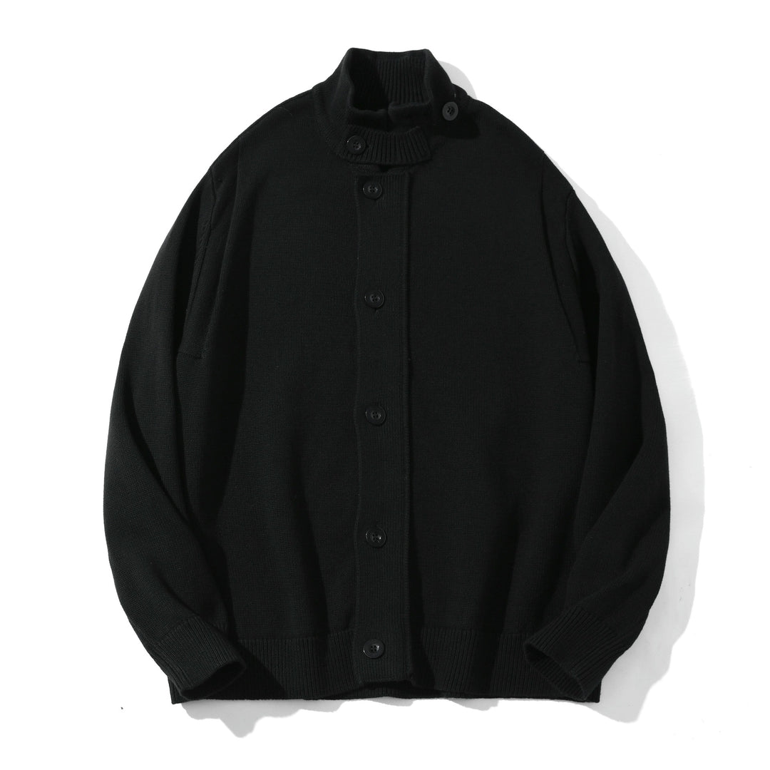 Herren Strick-Cardigan mit hochgeschlossenem Kragen und durchgehender Knopfleiste Echoarchiv