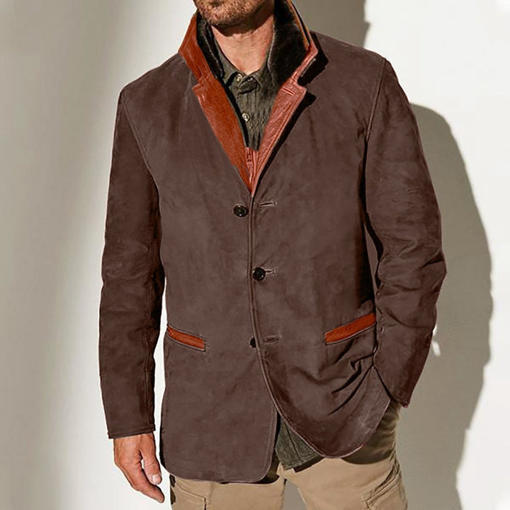 Herren elegante Wildlederjacke mit Kontrastdetails Echoarchiv