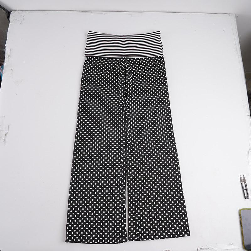 Damen nan weite Marlene-Hose mit hohem Umschlag-Bauchbund und gepunktetem Stretchjersey Echo Archiv