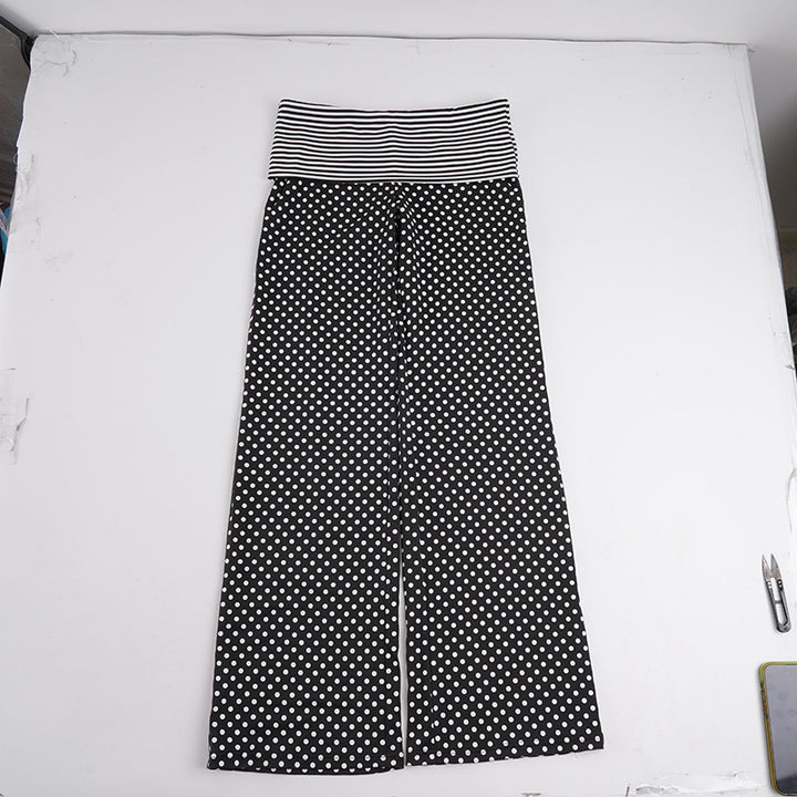 Damen nan weite Marlene-Hose mit hohem Umschlag-Bauchbund und gepunktetem Stretchjersey Echo Archiv