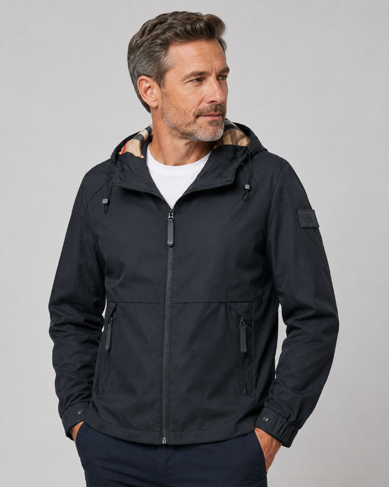 Herren Wasserfeste Übergangsjacke mit verstellbarem Kapuzenverschluss Echo Archiv