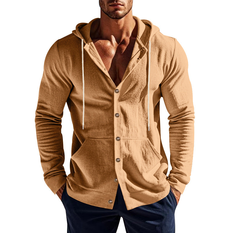 Herren lässiger Kapuzenpullover mit Knopfleiste und praktischen Taschen Echoarchiv