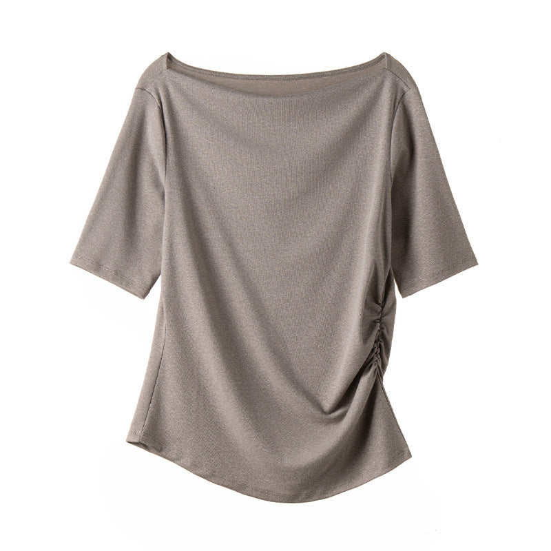 Damen Jerseytop mit U-Boot-Ausschnitt und seitlicher Raffung Echo Archiv