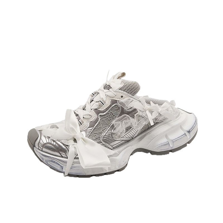 Damen Chunky-Sneaker-Mule mit Satin‑Schleife und Spitzenapplikation Echo Archiv