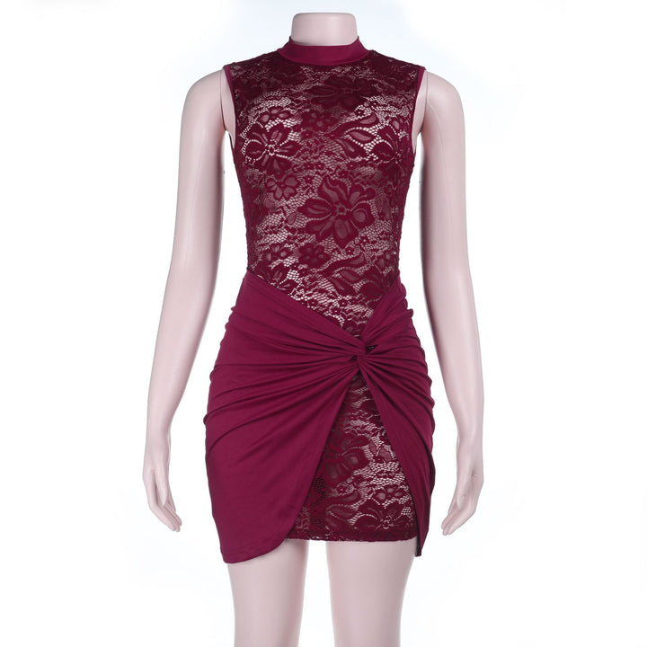 Damen Spitzenkleid mit eingearbeitetem Wickelrock und elegantem Rundhalsausschnitt Echo Archiv