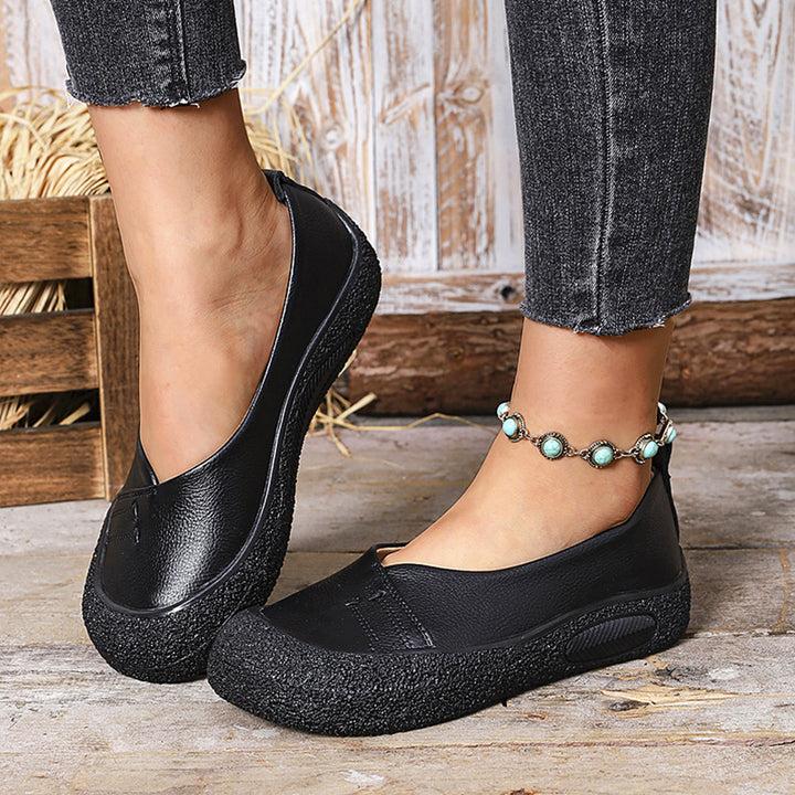 Damen nan komfortable Slip-On Plateau-Ballerina mit strukturierter Gummilaufsohle und weichem PU-Obermaterial Echo Archiv