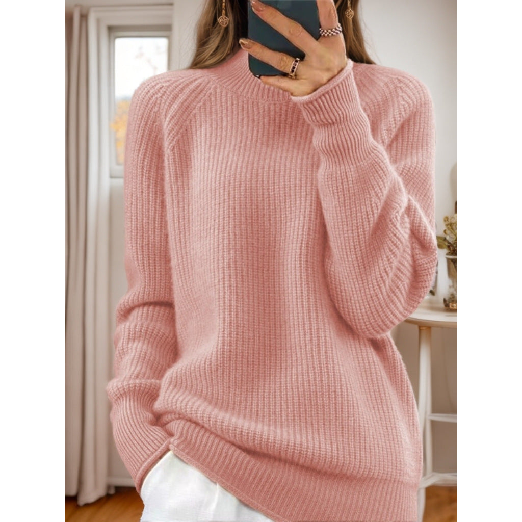 Damen nan kuscheliger Strickpullover mit Stehkragen und Rippstruktur Echo Archiv