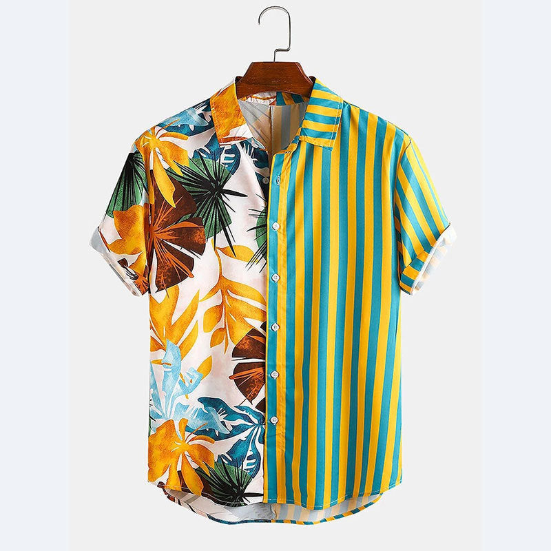 Herren Kurzarmhemd mit buntem Muster und Sommerdesign Echoarchiv