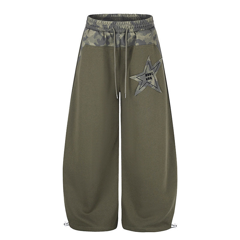 Damen Extraweite Culotte-Sweatpants mit Camouflage-Bund und Sternpatch Echoarchiv