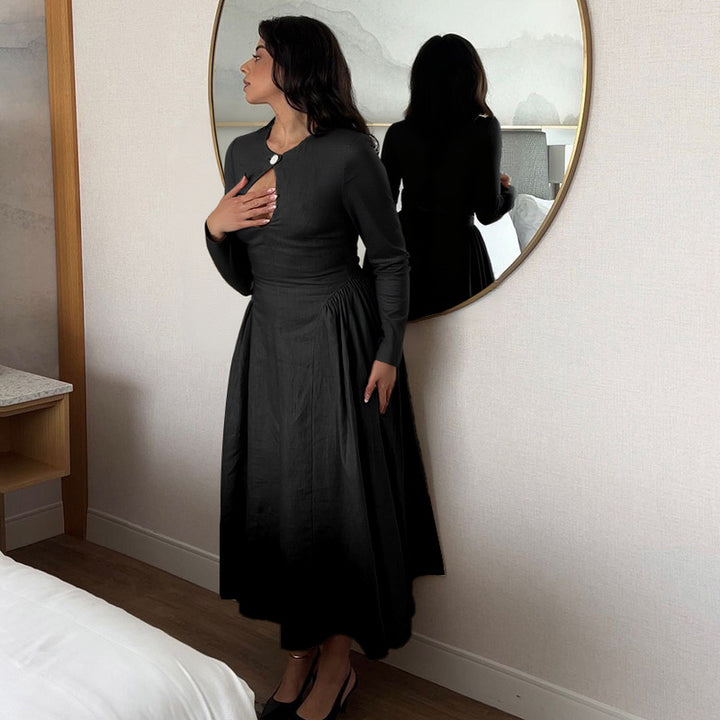 Damen elegantes Midikleid mit schickem Ausschnitt und taillierter Silhouette Echo Archiv