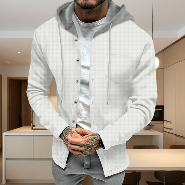 Herren modische Freizeitjacke mit Kapuze und Knopfleiste Echoarchiv