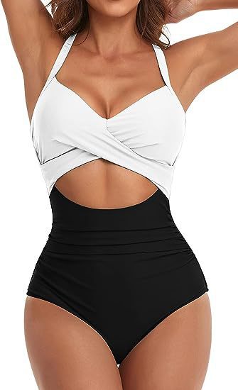 Damen Einteiliger Badeanzug mit elegantem Wickelschnitt Echo Archiv