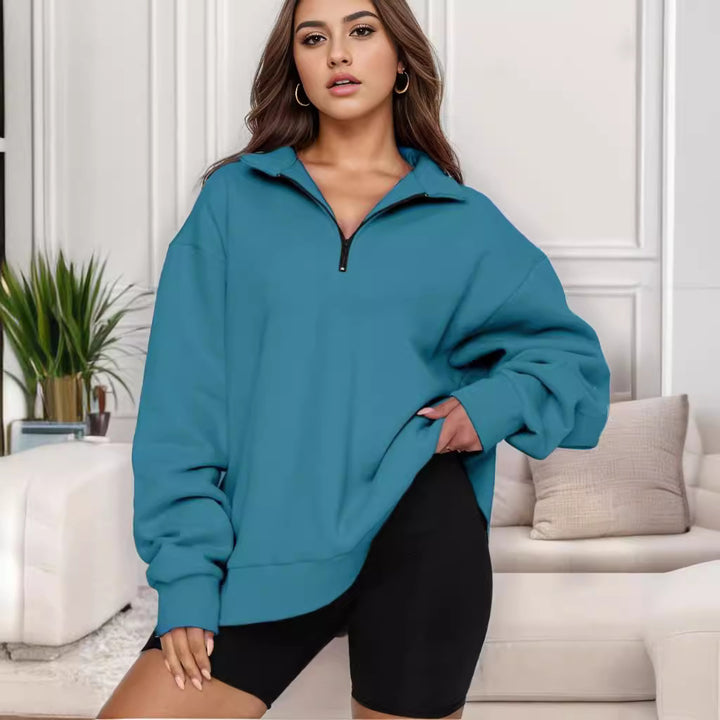 Damen nan übergroßes Sweatshirt mit Halbreißverschluss und Stehkragen Echo Archiv